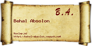 Behal Absolon névjegykártya